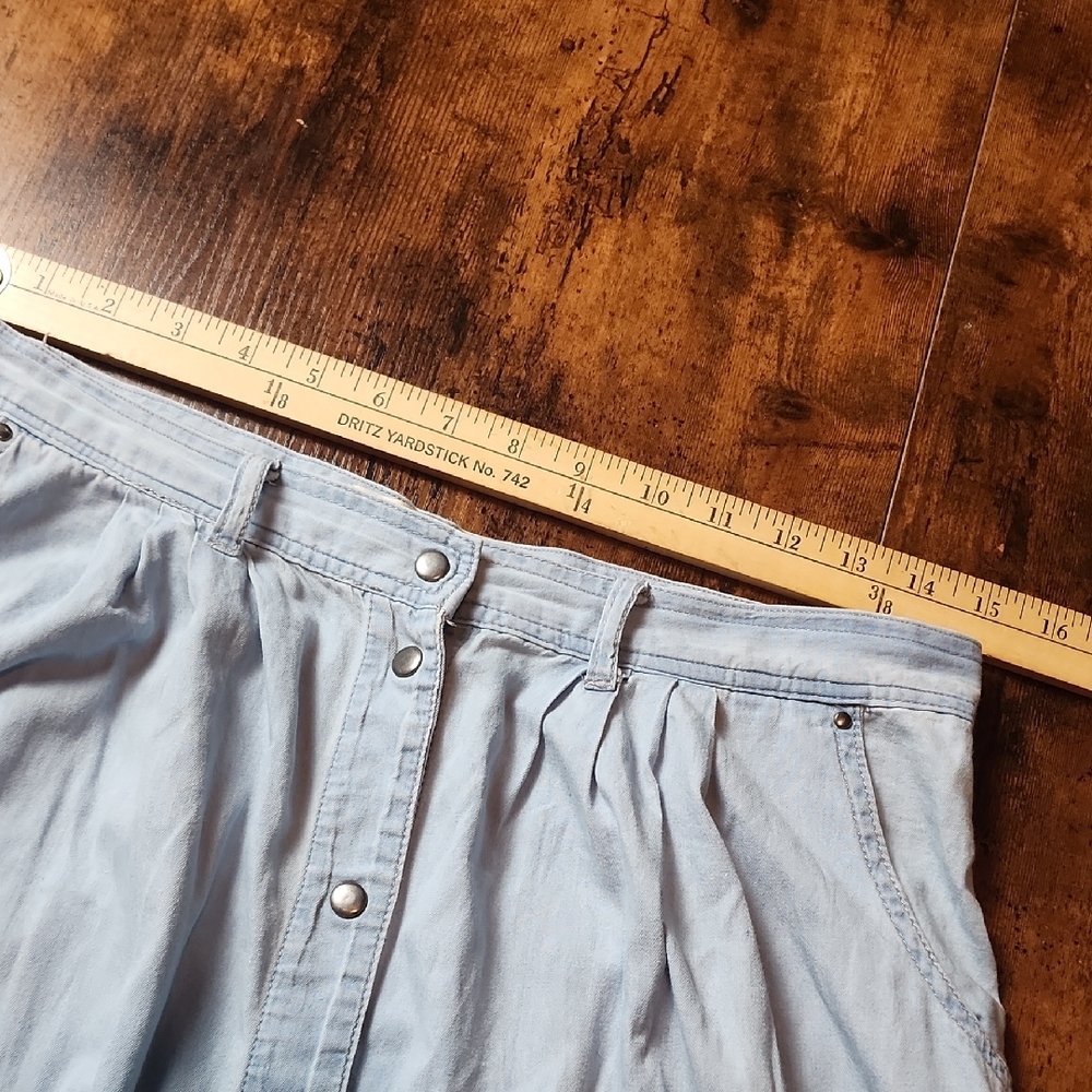 PISTOLA | Baez Light Wash Blue‎ Chambray Snap Front Long Maxi Skirt Pockets | M - Picture 4 of 10